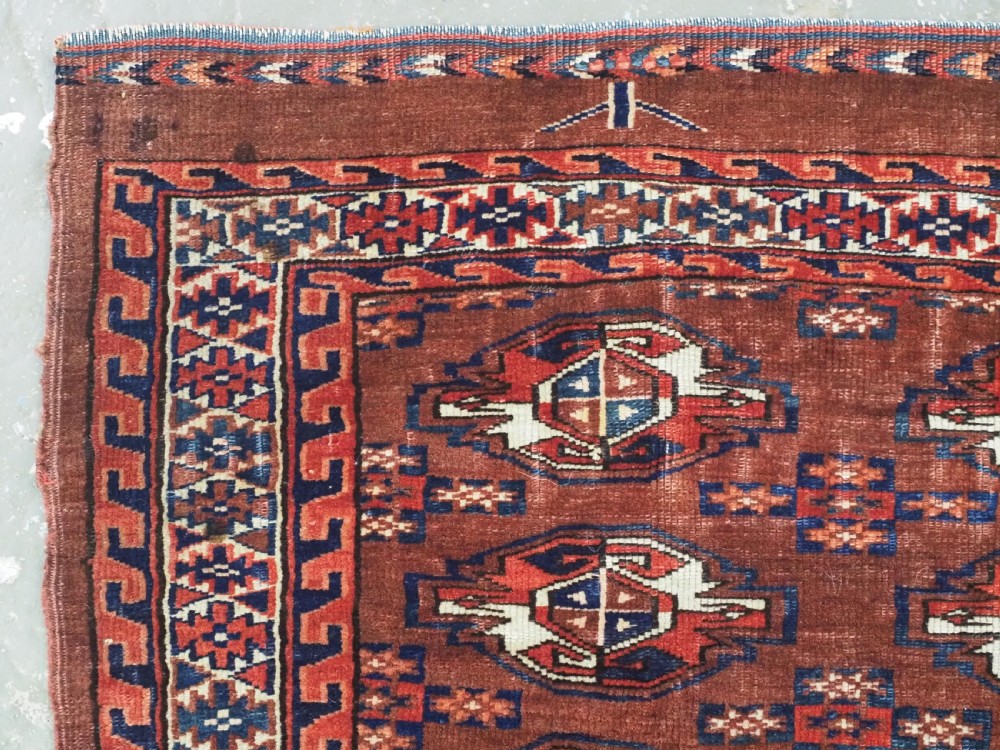 ANTIQUE YOMUT TURKMEN 16 GUL CHUVAL FACE, EXCELLENT CONDITION, CIRCA 1880. View II