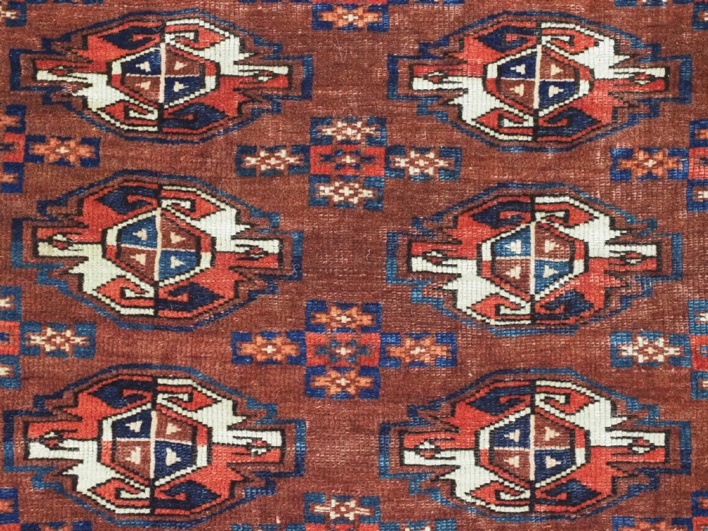 ANTIQUE YOMUT TURKMEN 16 GUL CHUVAL FACE, EXCELLENT CONDITION, CIRCA 1880. View IV