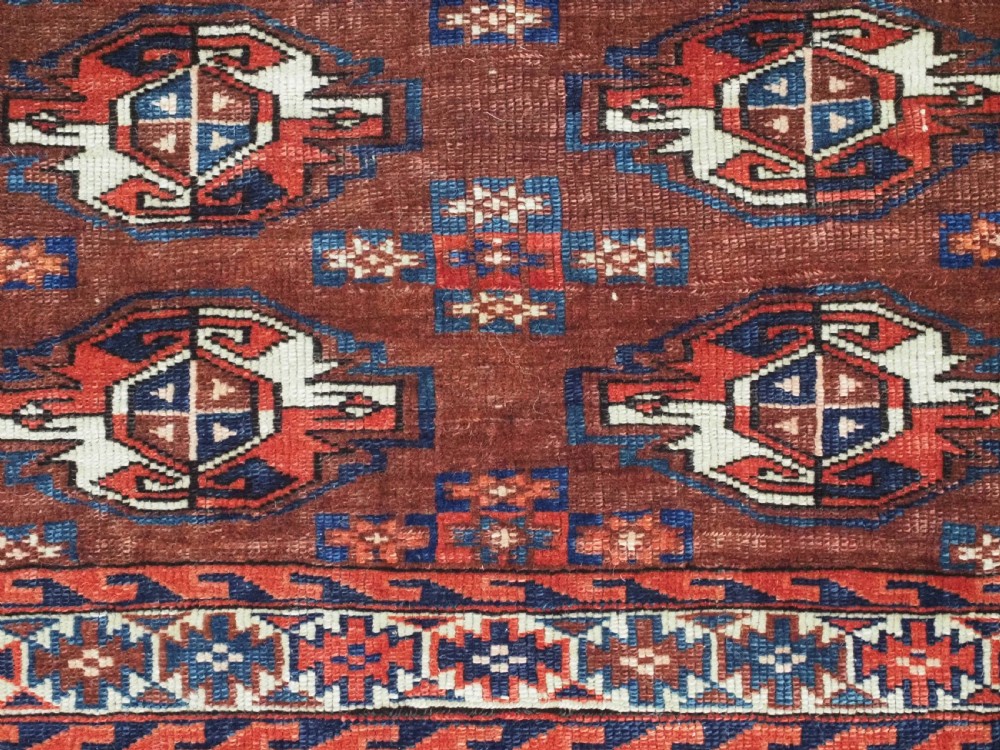 ANTIQUE YOMUT TURKMEN 16 GUL CHUVAL FACE, EXCELLENT CONDITION, CIRCA 1880. View VI