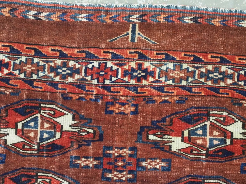 ANTIQUE YOMUT TURKMEN 16 GUL CHUVAL FACE, EXCELLENT CONDITION, CIRCA 1880. View X