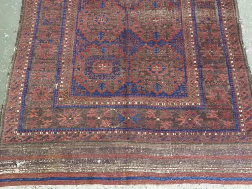 ANTIQUE TIMURI OR BALUCH TRIBAL SMALL MAIN CARPET, MEDALLION DESIGN, CIRCA 1880 OR EARLIER. View V