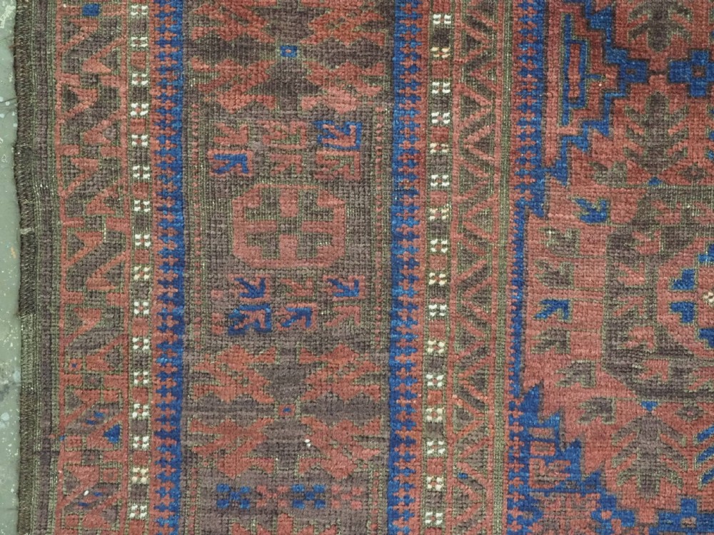 ANTIQUE TIMURI OR BALUCH TRIBAL SMALL MAIN CARPET, MEDALLION DESIGN, CIRCA 1880 OR EARLIER. View VI