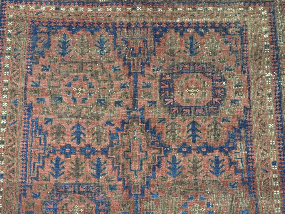 ANTIQUE TIMURI OR BALUCH TRIBAL SMALL MAIN CARPET, MEDALLION DESIGN, CIRCA 1880 OR EARLIER. View VIII