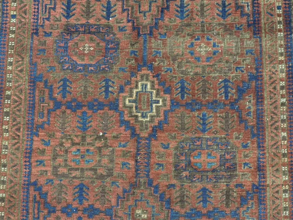 ANTIQUE TIMURI OR BALUCH TRIBAL SMALL MAIN CARPET, MEDALLION DESIGN, CIRCA 1880 OR EARLIER. View IX