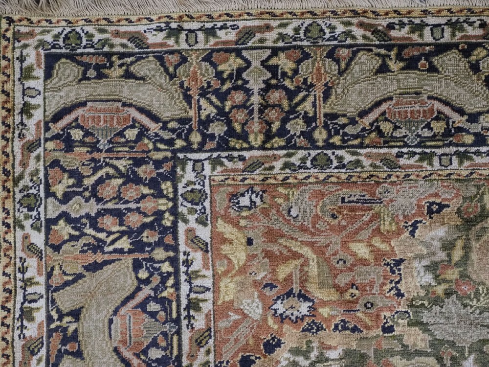 ANTIQUE TURKISH KAYSERI PICTORIAL SILK RUG WITH HUNTING DESIGN, CIRCA 1890. View VI