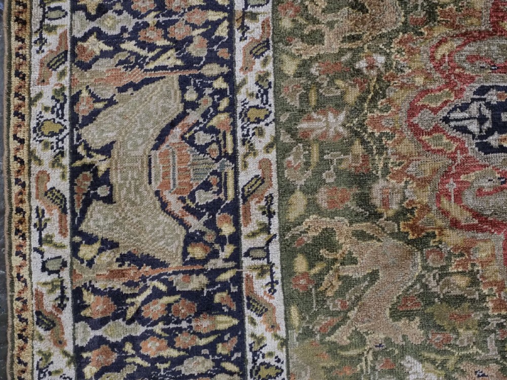ANTIQUE TURKISH KAYSERI PICTORIAL SILK RUG WITH HUNTING DESIGN, CIRCA 1890. View VII
