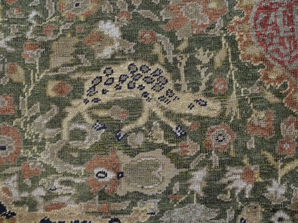 ANTIQUE TURKISH KAYSERI PICTORIAL SILK RUG WITH HUNTING DESIGN, CIRCA 1890. View XIII