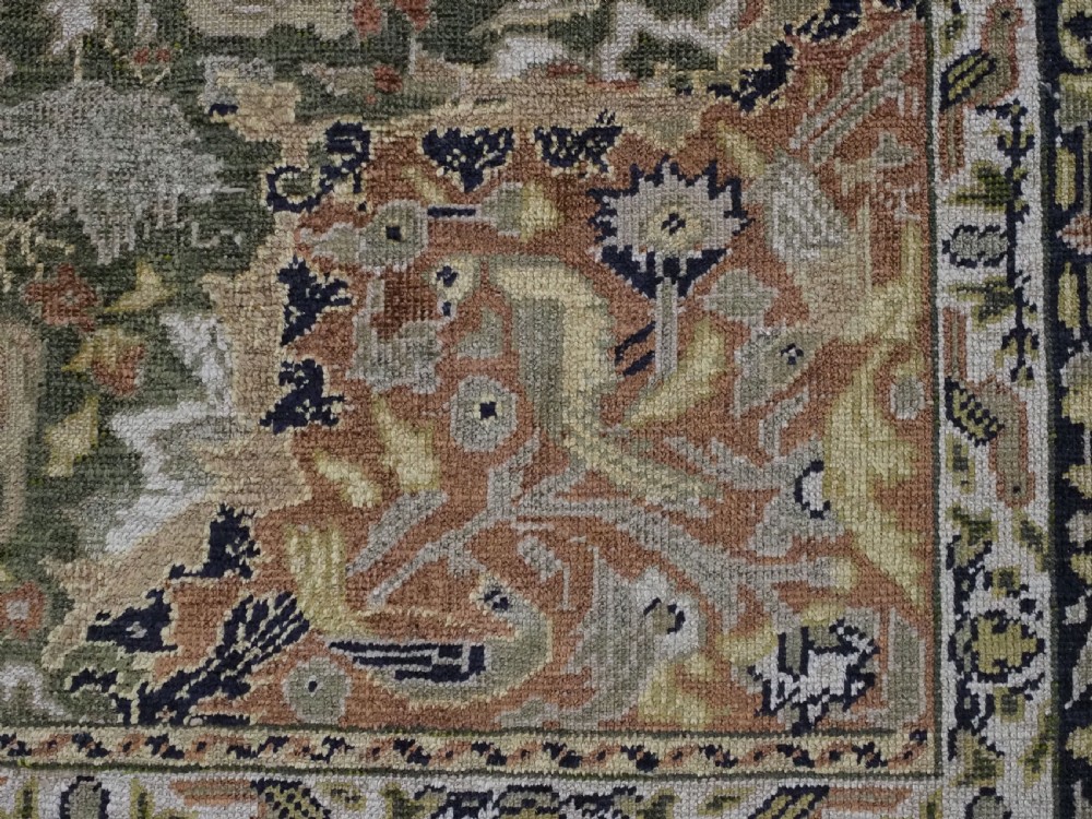 ANTIQUE TURKISH KAYSERI PICTORIAL SILK RUG WITH HUNTING DESIGN, CIRCA 1890. View XV