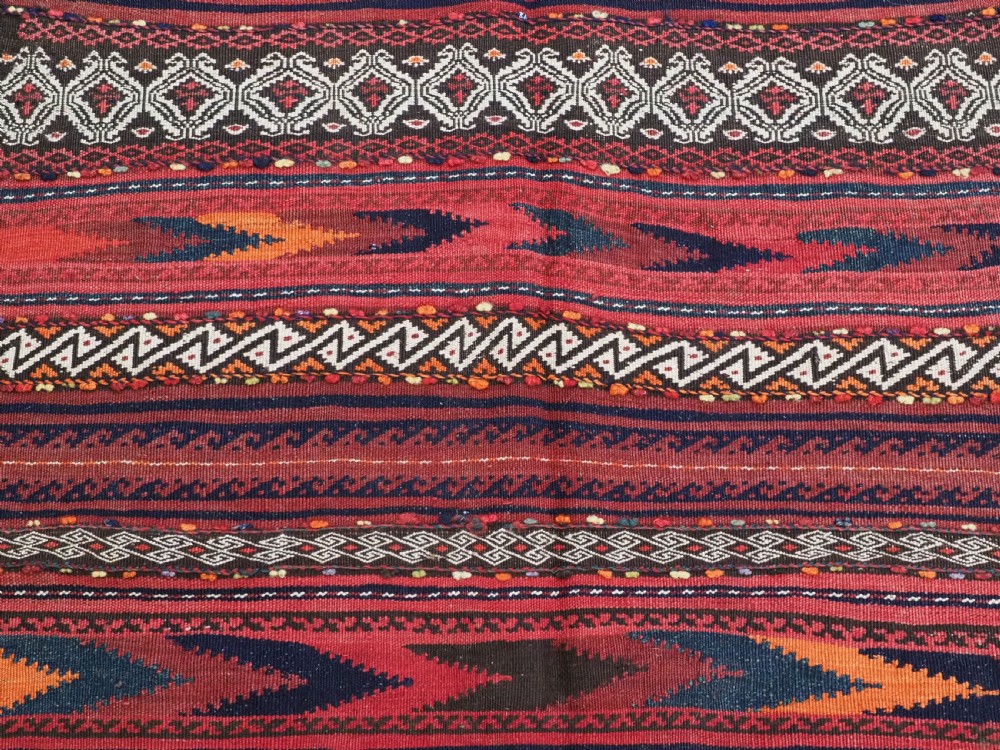 ANTIQUE AFGHAN BALUCH 'DASTARKHAN' OR 'SOFREH' EATING CLOTH  FOR SPECIAL OCCASIONS, CIRCA 1920. View XI