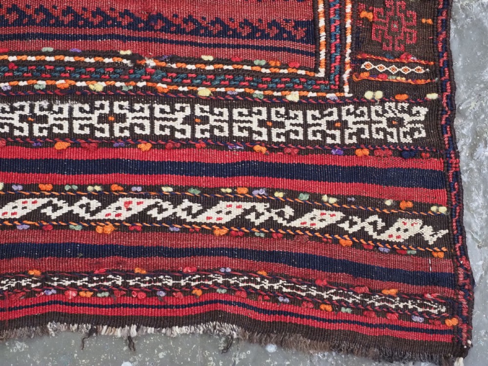 ANTIQUE AFGHAN BALUCH 'DASTARKHAN' OR 'SOFREH' EATING CLOTH  FOR SPECIAL OCCASIONS, CIRCA 1920. View XIII