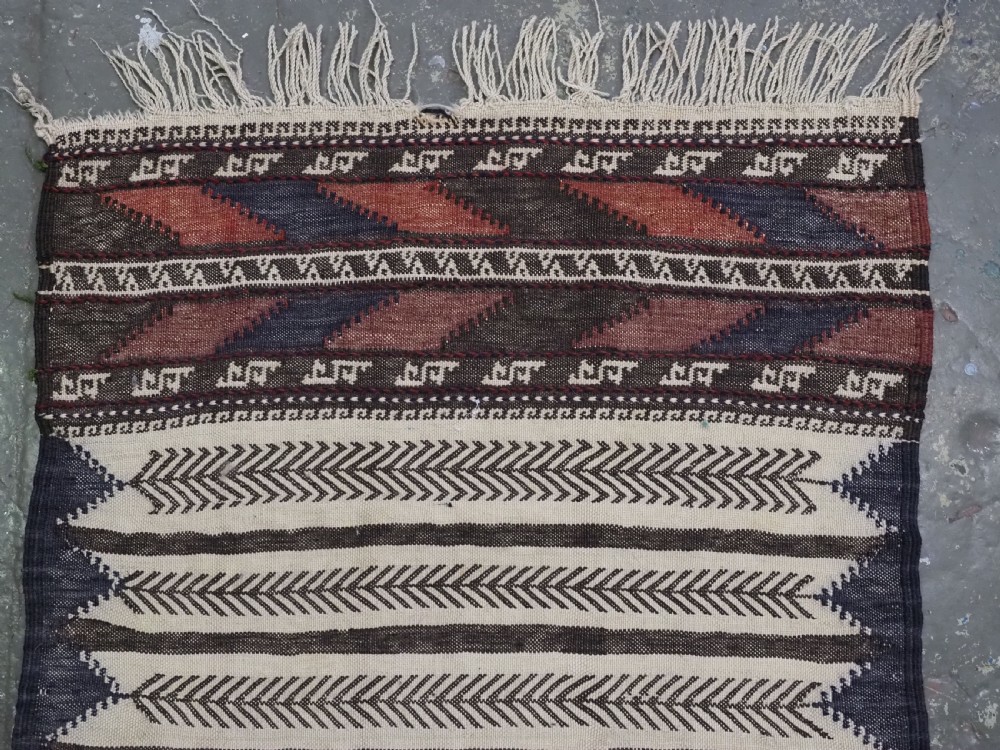 ANTIQUE AFGHAN BALUCH SOFREH EATING CLOTH, DECORATED FLAT WEAVE, CIRCA 1920. View III