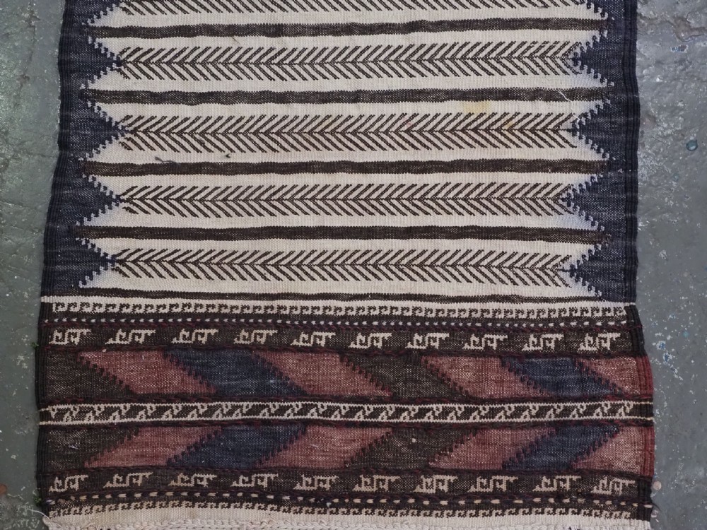 ANTIQUE AFGHAN BALUCH SOFREH EATING CLOTH, DECORATED FLAT WEAVE, CIRCA 1920. View V