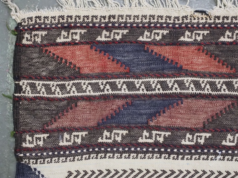 ANTIQUE AFGHAN BALUCH SOFREH EATING CLOTH, DECORATED FLAT WEAVE, CIRCA 1920. View VI
