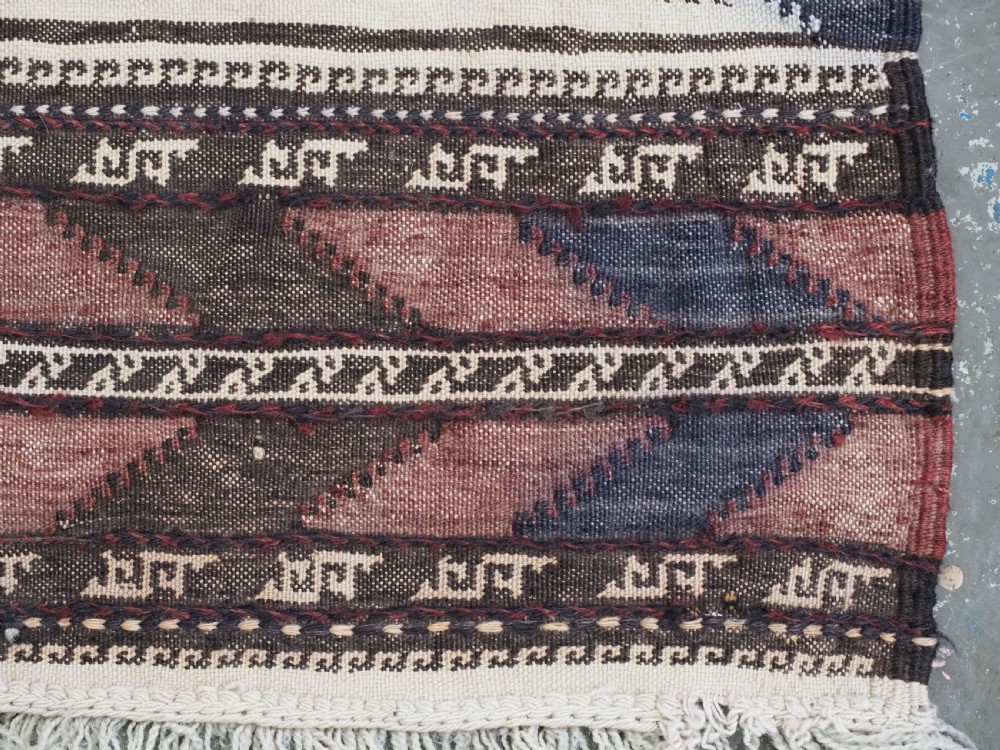 ANTIQUE AFGHAN BALUCH SOFREH EATING CLOTH, DECORATED FLAT WEAVE, CIRCA 1920. View IX