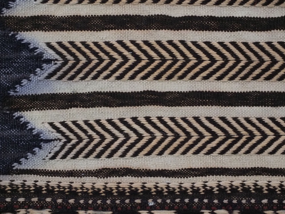 ANTIQUE AFGHAN BALUCH SOFREH EATING CLOTH, DECORATED FLAT WEAVE, CIRCA 1920. View X
