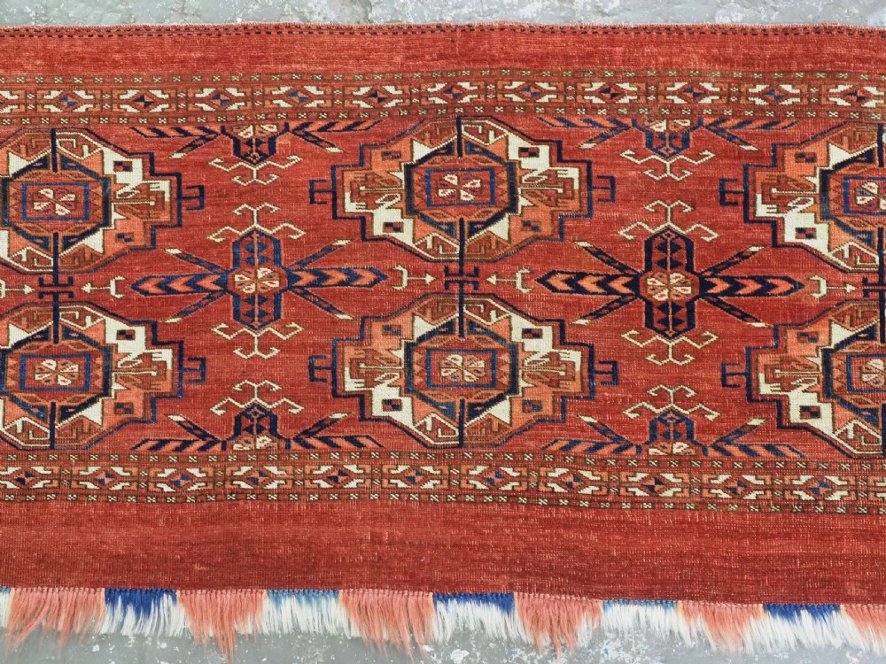ANTIQUE TEKKE TURKMEN 6 GUL TORBA, OUTSTAND EXAMPLE OF TYPE, EARLY 19TH CENTURY. View III