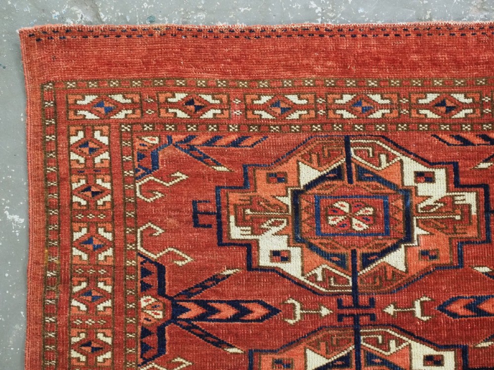 ANTIQUE TEKKE TURKMEN 6 GUL TORBA, OUTSTAND EXAMPLE OF TYPE, EARLY 19TH CENTURY. View V