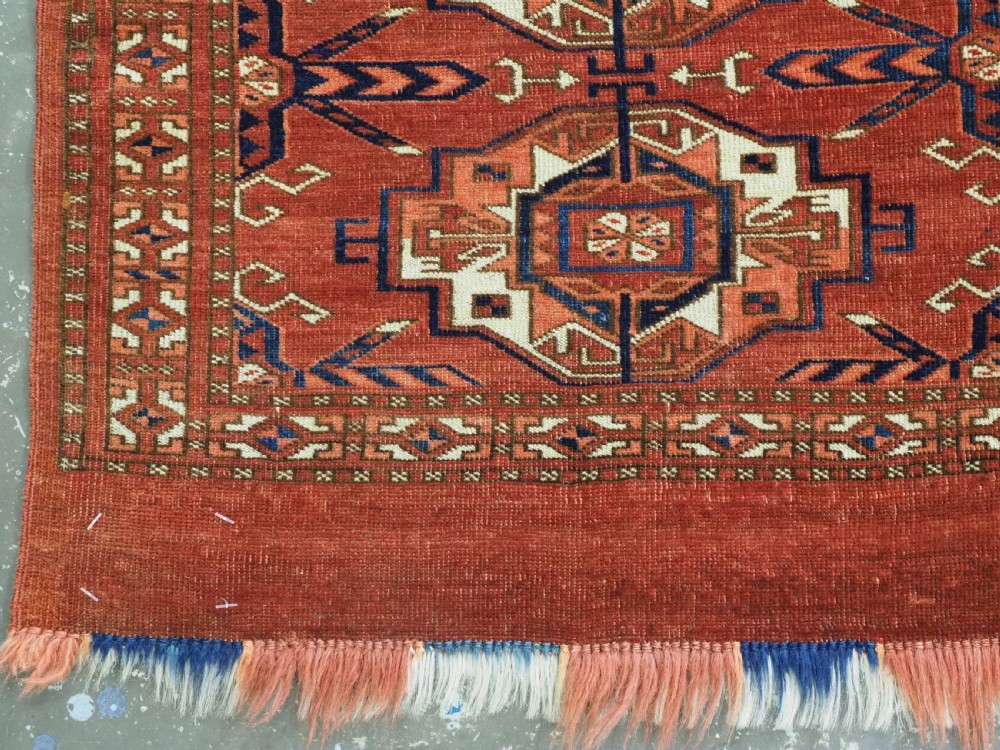 ANTIQUE TEKKE TURKMEN 6 GUL TORBA, OUTSTAND EXAMPLE OF TYPE, EARLY 19TH CENTURY. View VI