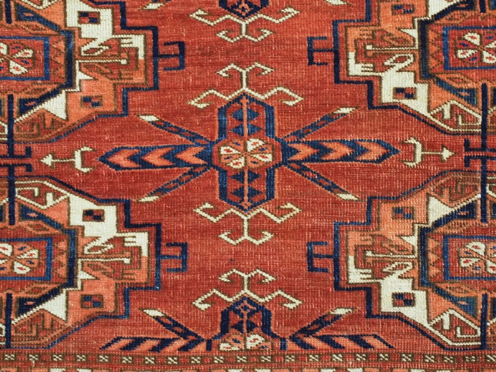 ANTIQUE TEKKE TURKMEN 6 GUL TORBA, OUTSTAND EXAMPLE OF TYPE, EARLY 19TH CENTURY. View VIII