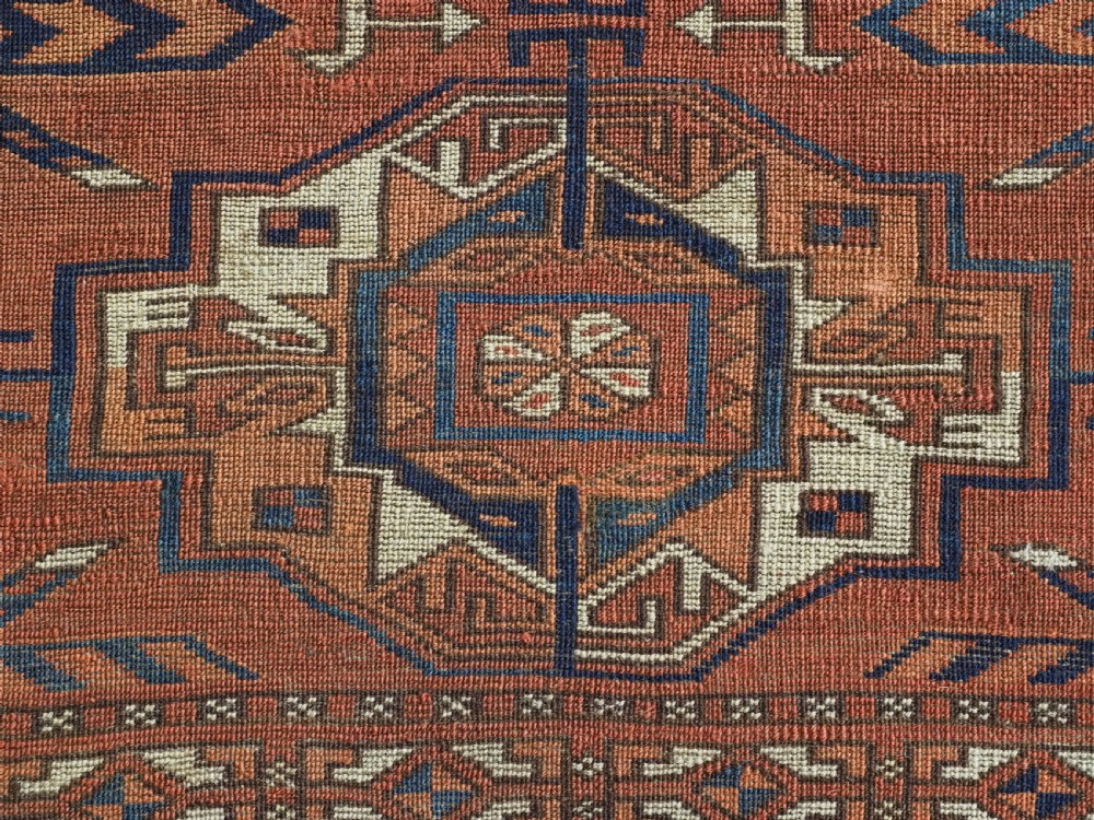 ANTIQUE TEKKE TURKMEN 6 GUL TORBA, OUTSTAND EXAMPLE OF TYPE, EARLY 19TH CENTURY. View XIV