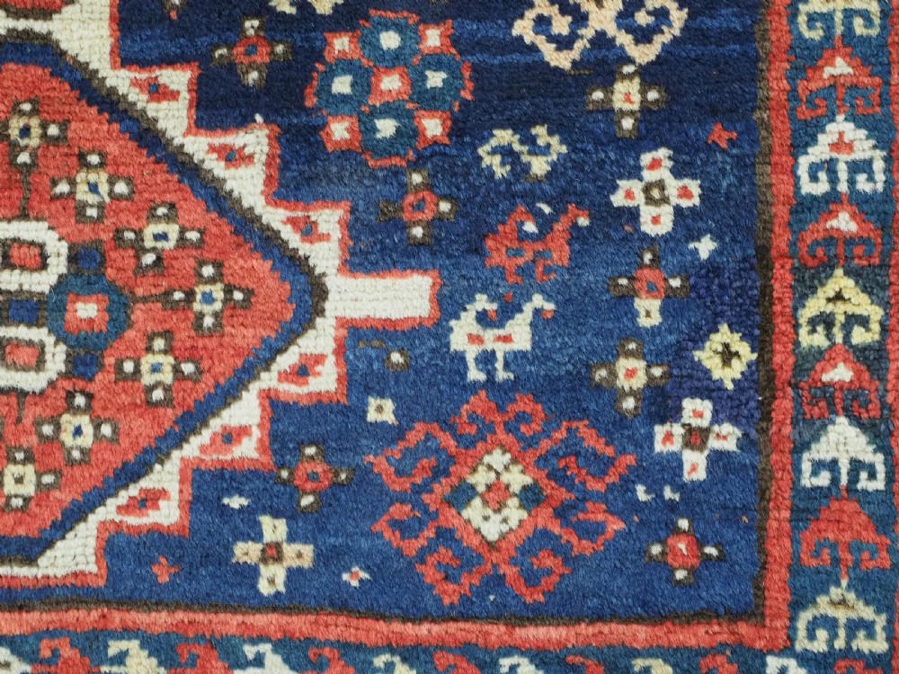 ANTIQUE CAUCASIAN GENDJE REGION SMALL KAZAK RUG, SUPERB COLOR, CIRCA 1890. View XI
