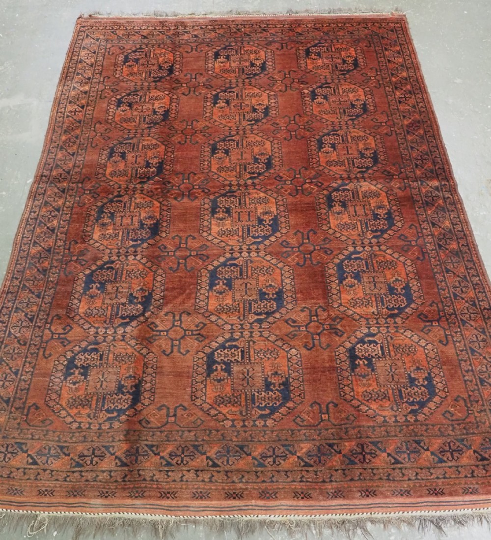 ANTIQUE AFGHAN ERSARI TURKMEN CARPET, WARM SOFT BROWN COLOUR, CIRCA 1900.