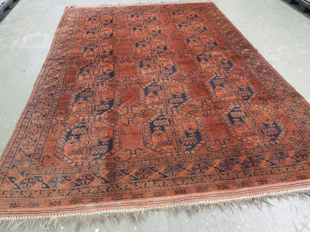 ANTIQUE AFGHAN ERSARI TURKMEN CARPET, WARM SOFT BROWN COLOUR, CIRCA 1900. View II