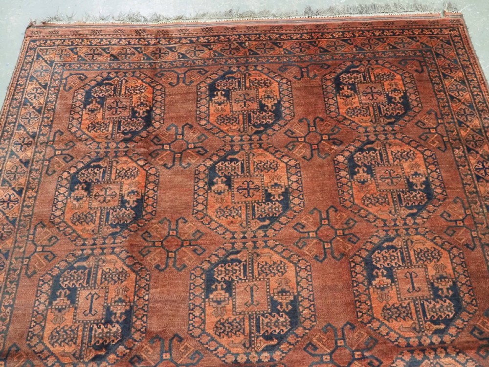 ANTIQUE AFGHAN ERSARI TURKMEN CARPET, WARM SOFT BROWN COLOUR, CIRCA 1900. View III