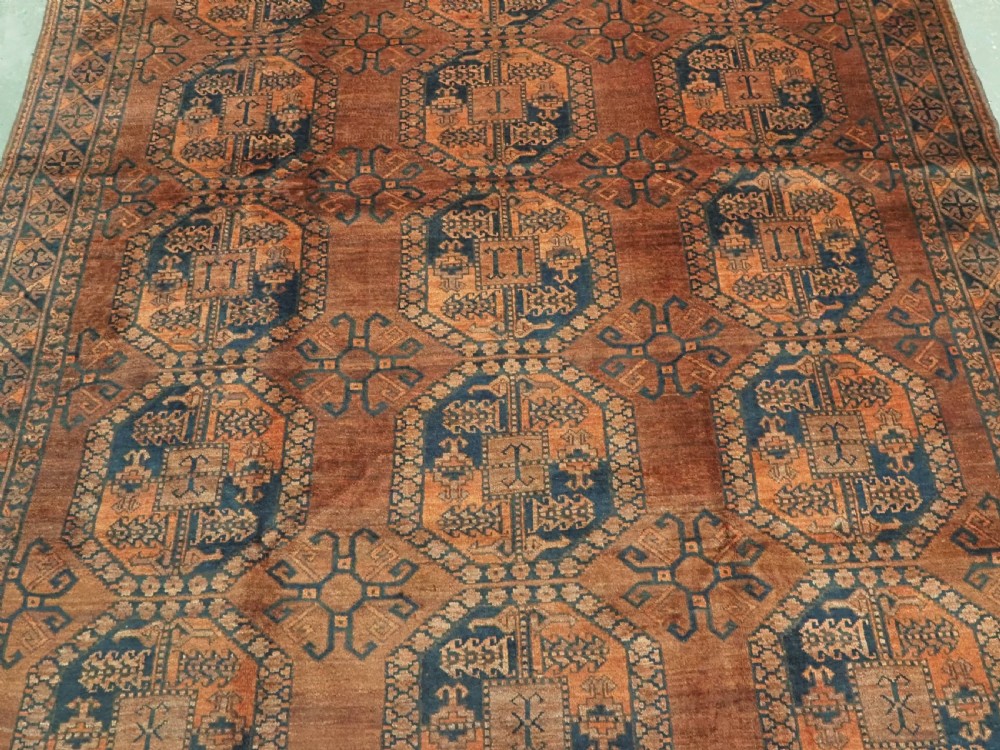 ANTIQUE AFGHAN ERSARI TURKMEN CARPET, WARM SOFT BROWN COLOUR, CIRCA 1900. View IV