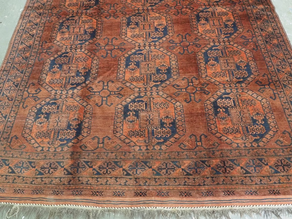 ANTIQUE AFGHAN ERSARI TURKMEN CARPET, WARM SOFT BROWN COLOUR, CIRCA 1900. View V