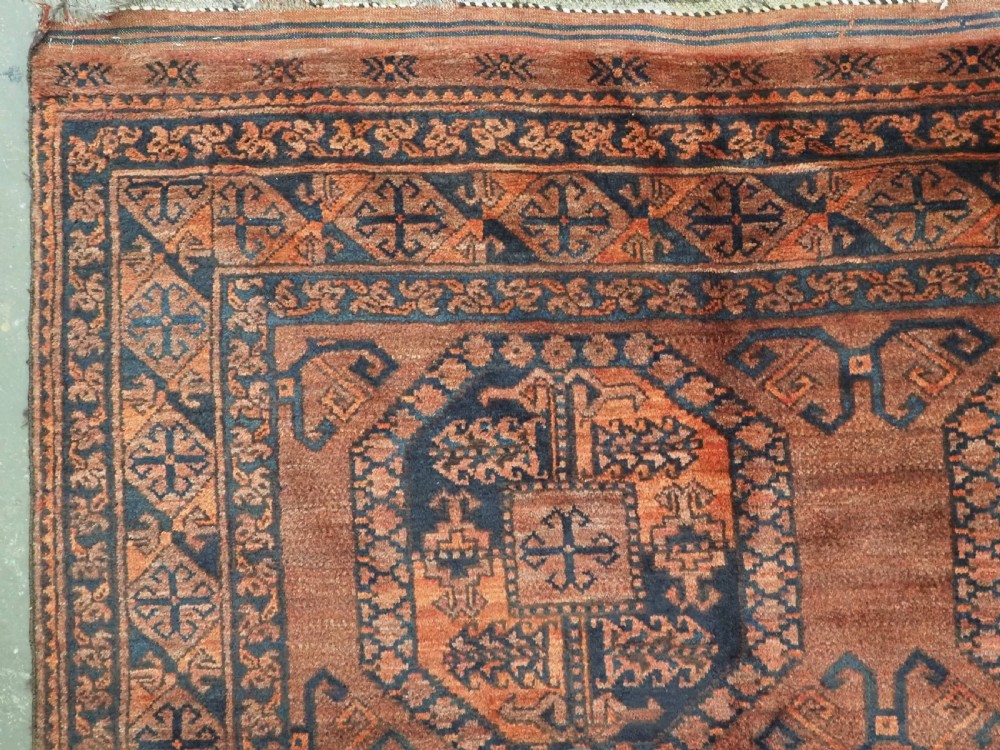 ANTIQUE AFGHAN ERSARI TURKMEN CARPET, WARM SOFT BROWN COLOUR, CIRCA 1900. View VII