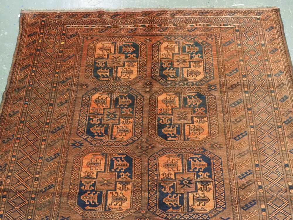 ANTIQUE AFGHAN ERSARI TURKMEN CARPET, SMALL ROOM SIZE, CIRCA 1900. View III