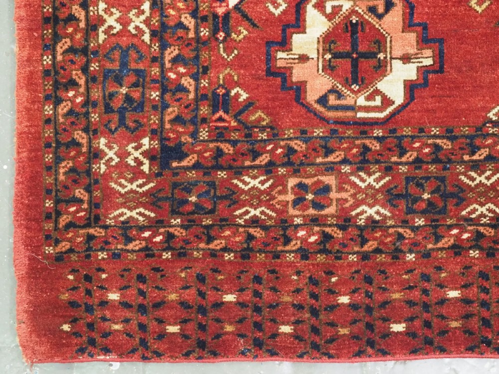 ANTIQUE ERSARI TURKMEN 9 GUL CHUVAL FACE, LARGE SIZE GULS, CIRCA 1880. View V