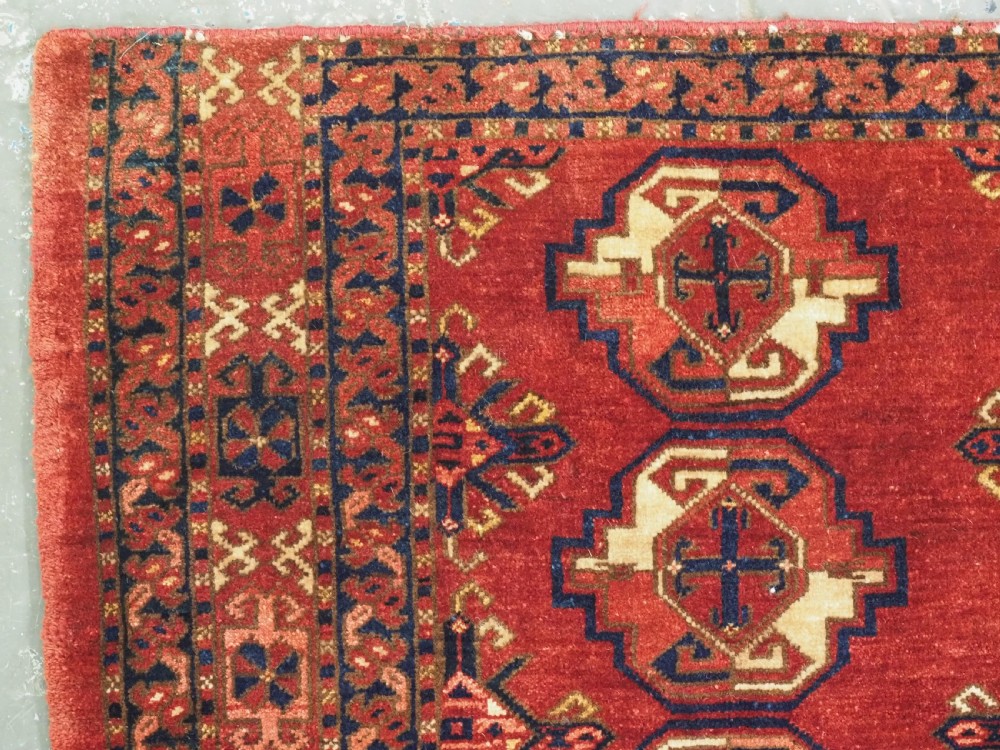 ANTIQUE ERSARI TURKMEN 9 GUL CHUVAL FACE, LARGE SIZE GULS, CIRCA 1880. View VI