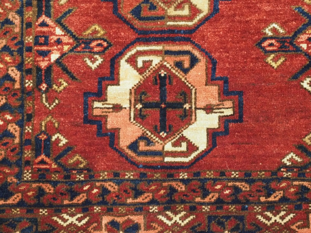 ANTIQUE ERSARI TURKMEN 9 GUL CHUVAL FACE, LARGE SIZE GULS, CIRCA 1880. View VII