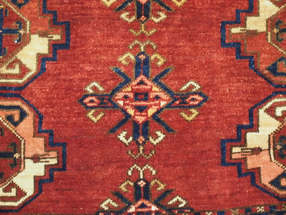 ANTIQUE ERSARI TURKMEN 9 GUL CHUVAL FACE, LARGE SIZE GULS, CIRCA 1880. View VIII