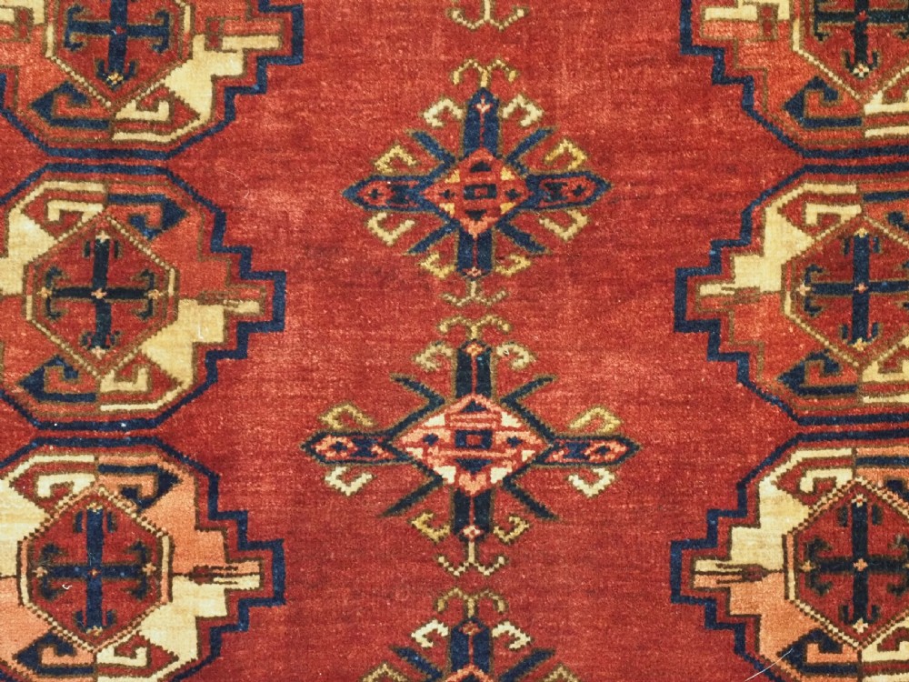 ANTIQUE ERSARI TURKMEN 9 GUL CHUVAL FACE, LARGE SIZE GULS, CIRCA 1880. View IX