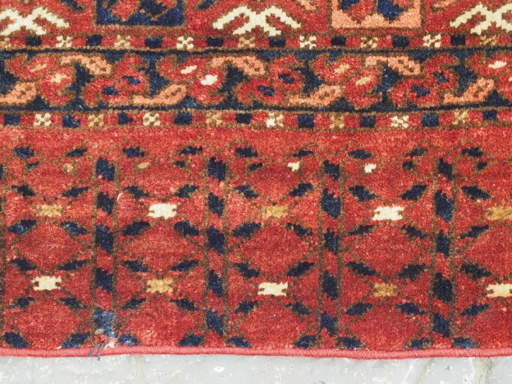 ANTIQUE ERSARI TURKMEN 9 GUL CHUVAL FACE, LARGE SIZE GULS, CIRCA 1880. View X