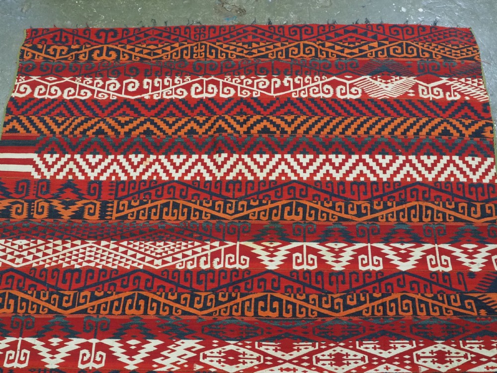 ANTIQUE CENTRAL ASIAN UZBEK GAJERI KILIM, BOLD GRAPHIC DESIGN, CIRCA 1900/20. View III