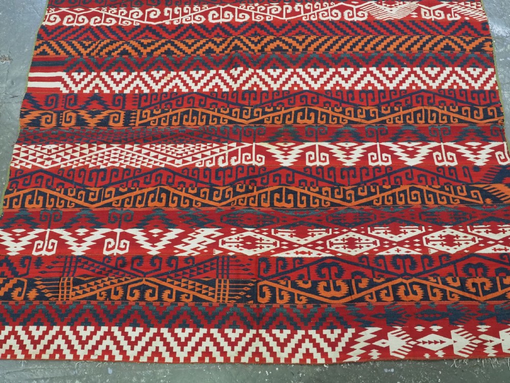 ANTIQUE CENTRAL ASIAN UZBEK GAJERI KILIM, BOLD GRAPHIC DESIGN, CIRCA 1900/20. View IV