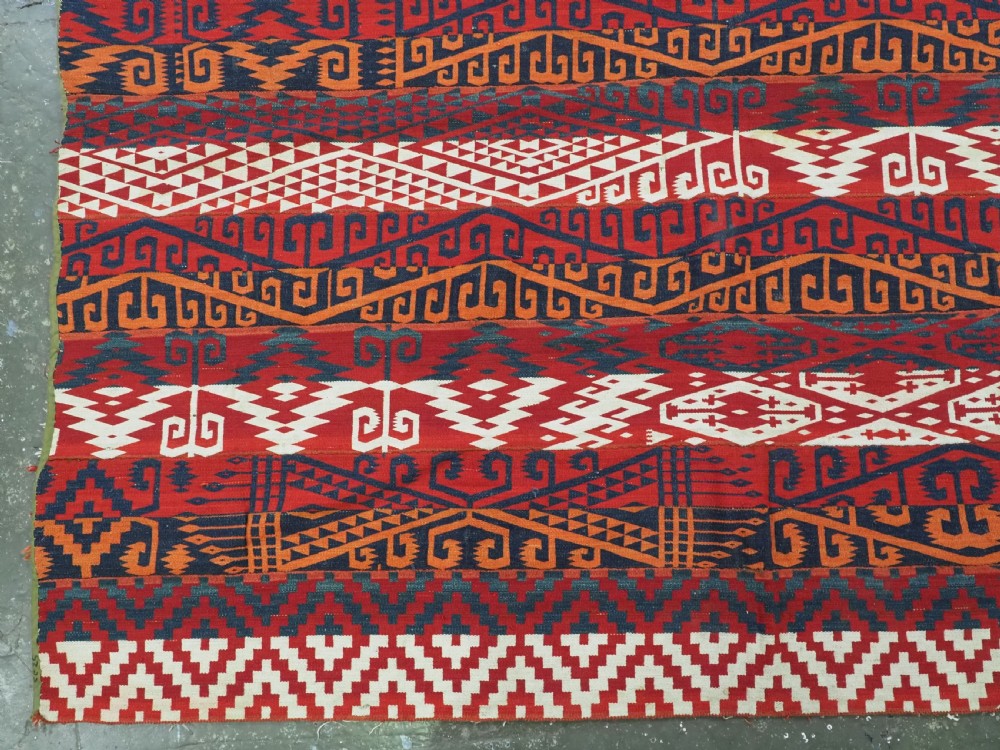 ANTIQUE CENTRAL ASIAN UZBEK GAJERI KILIM, BOLD GRAPHIC DESIGN, CIRCA 1900/20. View VII