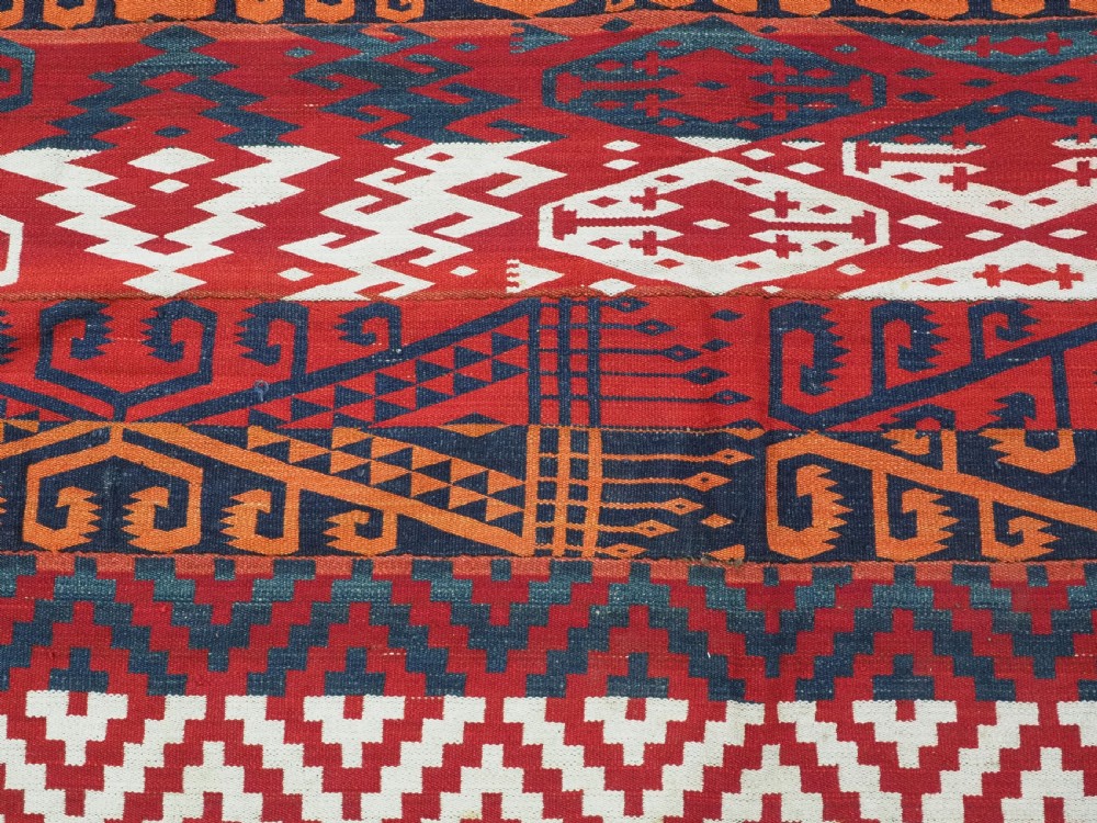 ANTIQUE CENTRAL ASIAN UZBEK GAJERI KILIM, BOLD GRAPHIC DESIGN, CIRCA 1900/20. View XII