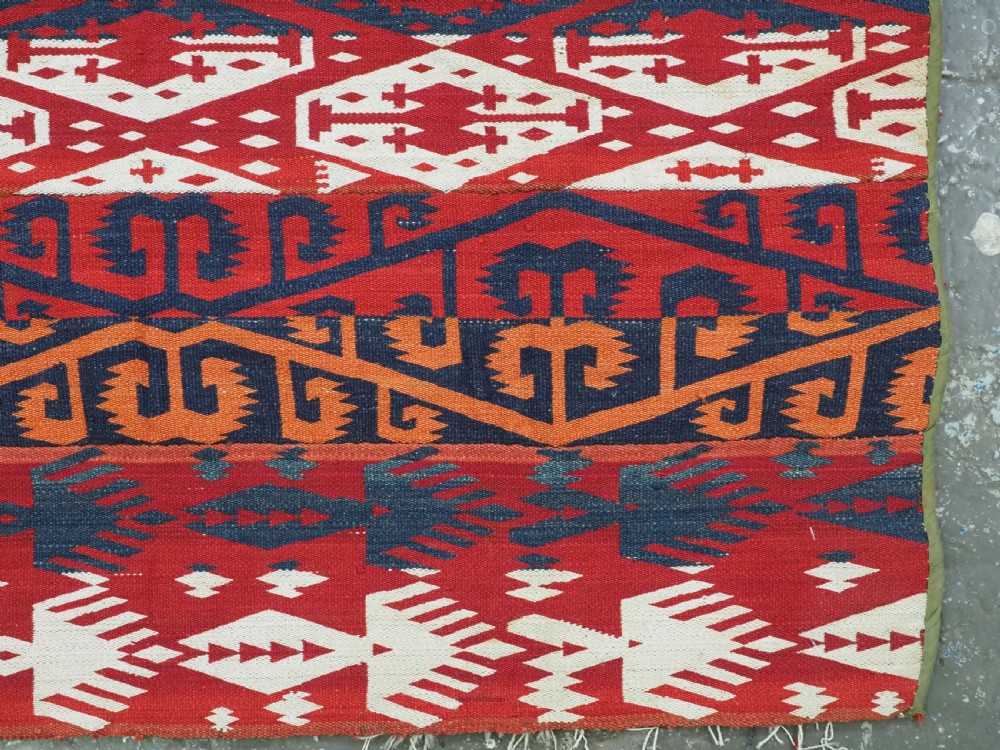 ANTIQUE CENTRAL ASIAN UZBEK GAJERI KILIM, BOLD GRAPHIC DESIGN, CIRCA 1900/20. View XIII