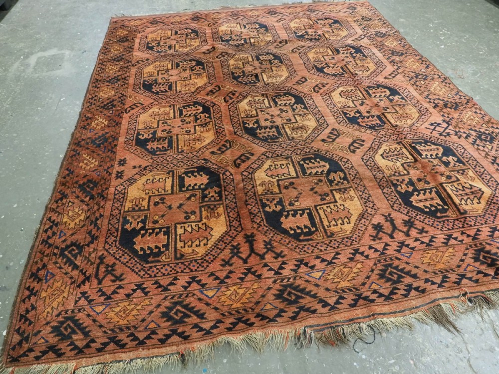 ANTIQUE AFGHAN ERSARI TURKMEN CARPET, WARM COLOURS, CIRCA 1900. View II