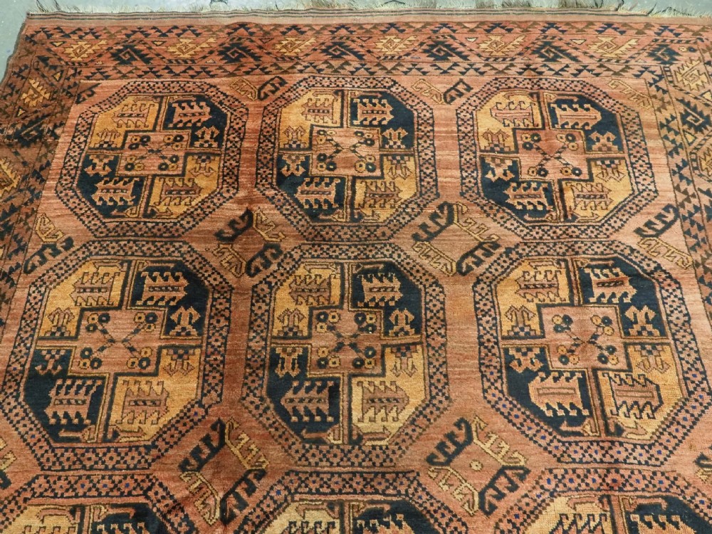 ANTIQUE AFGHAN ERSARI TURKMEN CARPET, WARM COLOURS, CIRCA 1900. View III