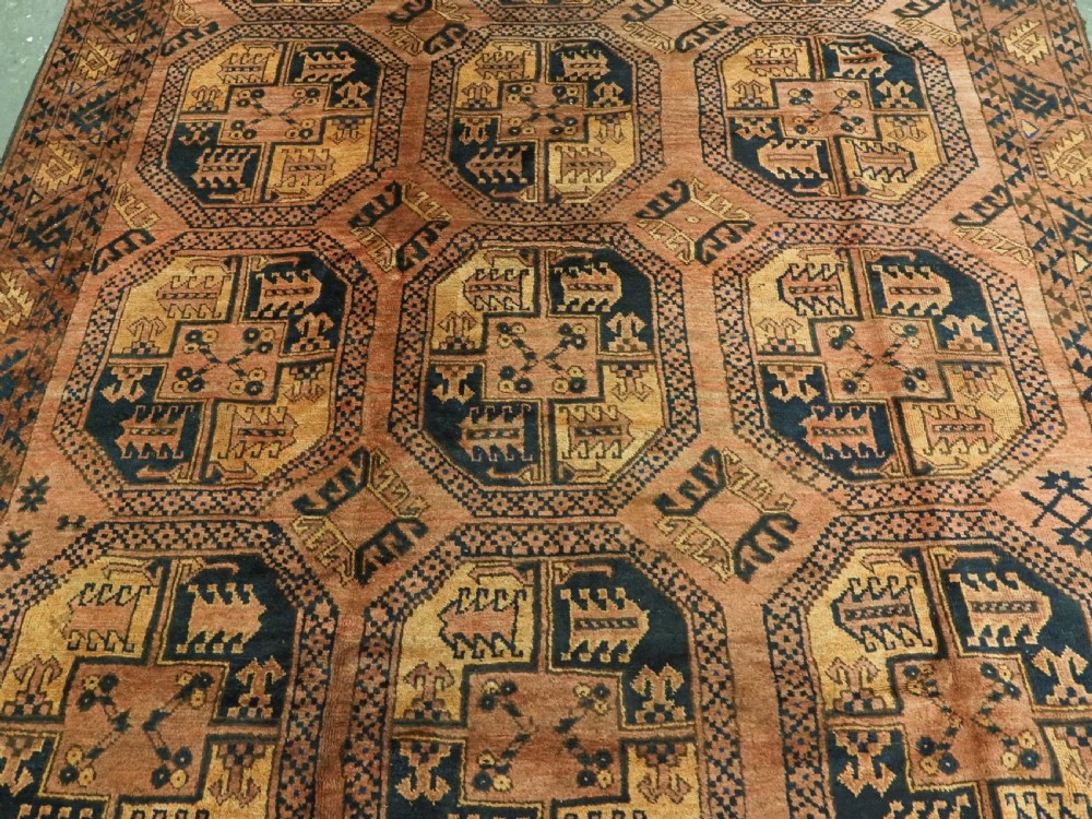 ANTIQUE AFGHAN ERSARI TURKMEN CARPET, WARM COLOURS, CIRCA 1900. View IV