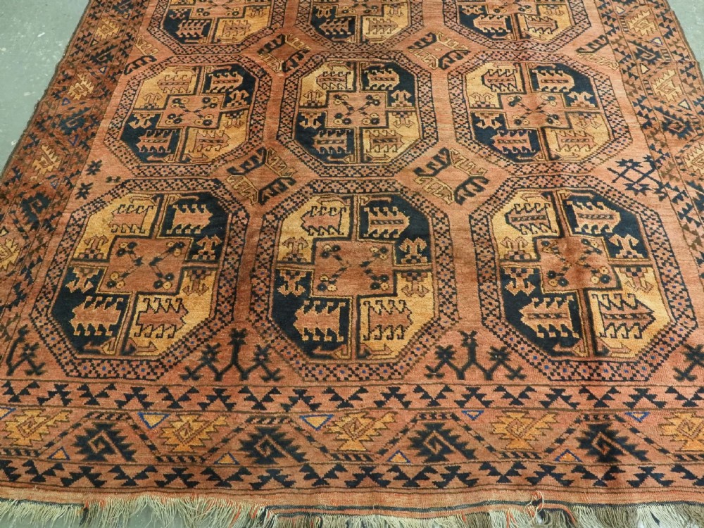 ANTIQUE AFGHAN ERSARI TURKMEN CARPET, WARM COLOURS, CIRCA 1900. View V