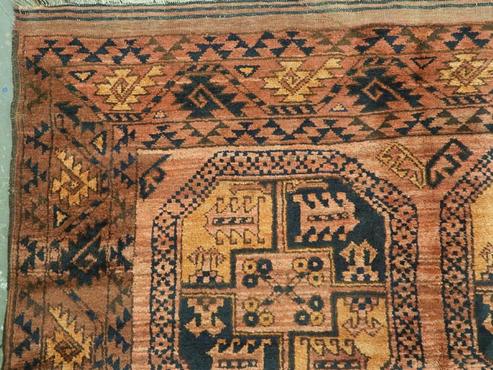 ANTIQUE AFGHAN ERSARI TURKMEN CARPET, WARM COLOURS, CIRCA 1900. View VI
