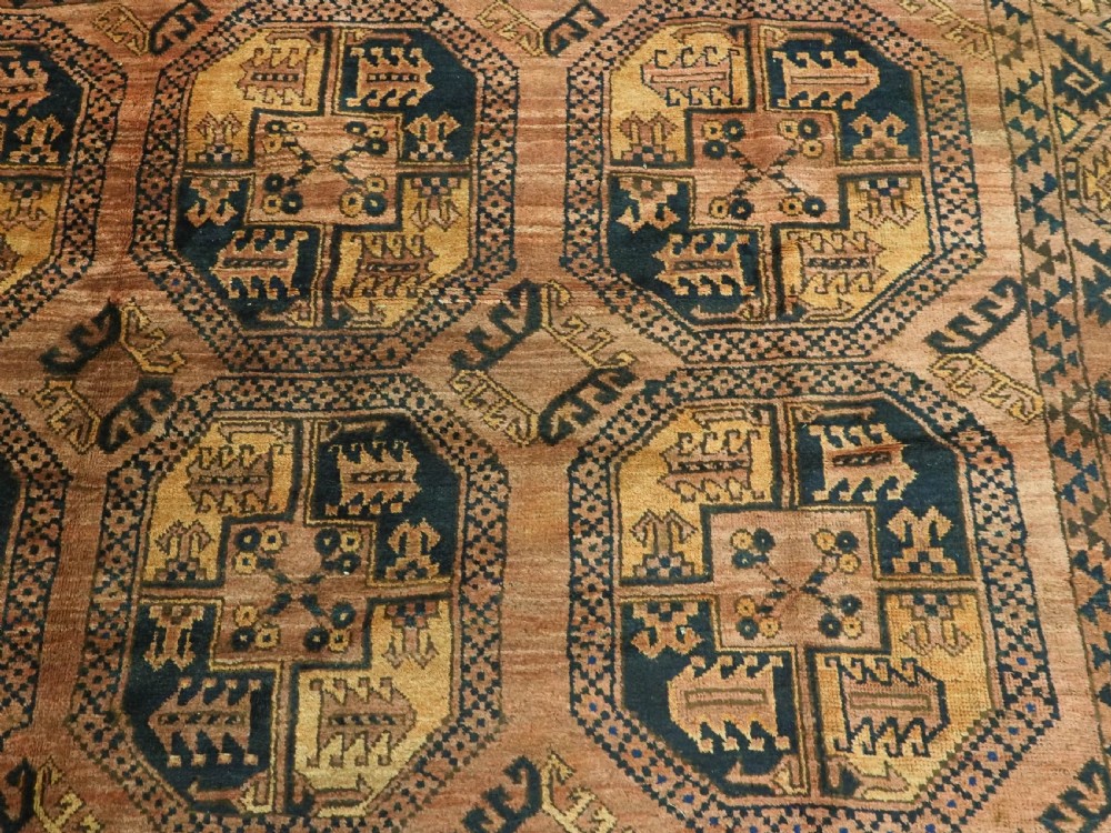ANTIQUE AFGHAN ERSARI TURKMEN CARPET, WARM COLOURS, CIRCA 1900. View VIII