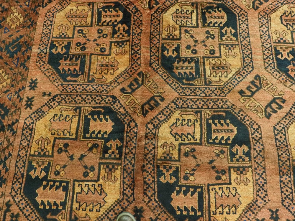 ANTIQUE AFGHAN ERSARI TURKMEN CARPET, WARM COLOURS, CIRCA 1900. View IX